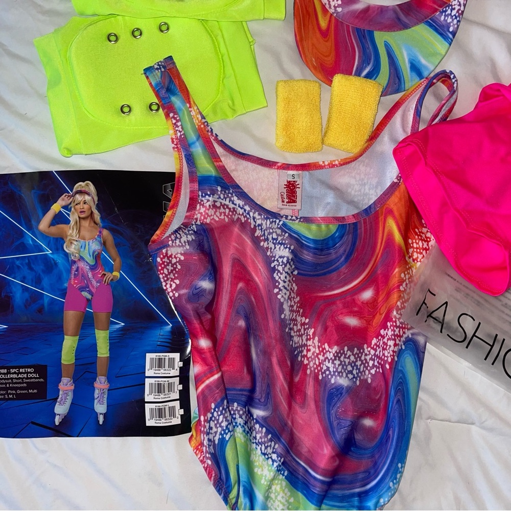Barbie Roller Skate Dreamgirl 5 Piece Costume Set - Pink/combo (size S)